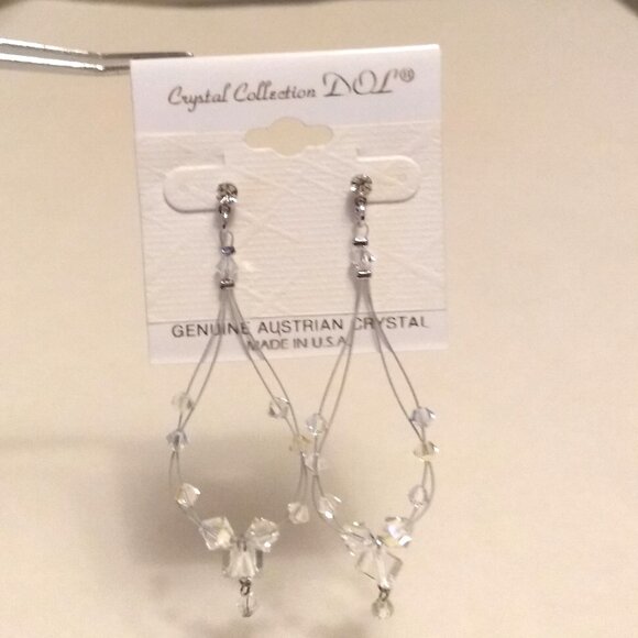 NEW Genuine Clear Austrian Crystal Handcrafted Drop Dangle Earrings  Jewelry - Picture 3 of 9